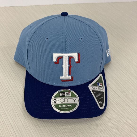 New Era 9FORTY MLB Texas Rangers Mens M-Crown Snapback Hat Cap Blue NEW - Picture 1 of 6